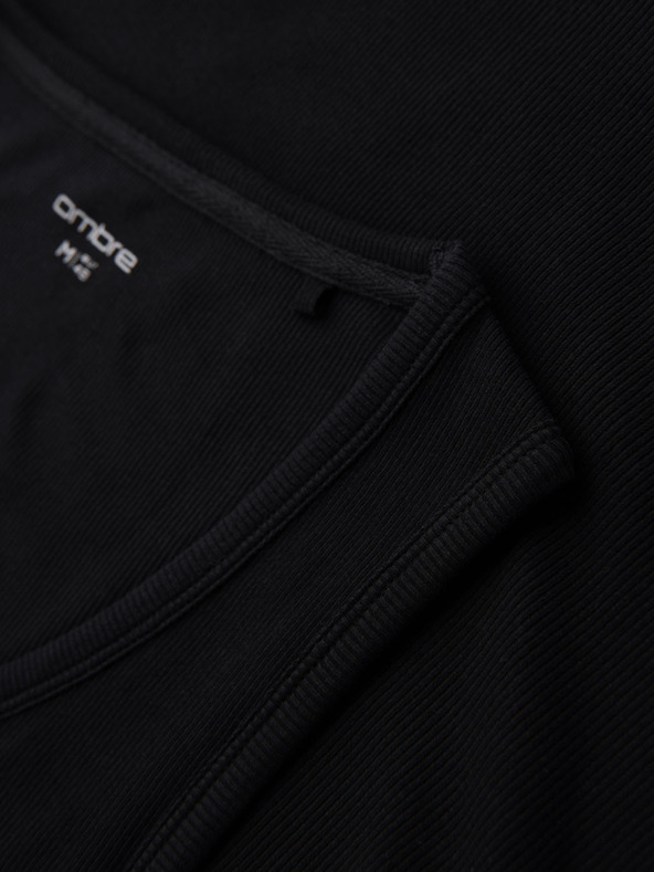 Ombre Clothing Pánske bavlnené basic tričko - čierne
