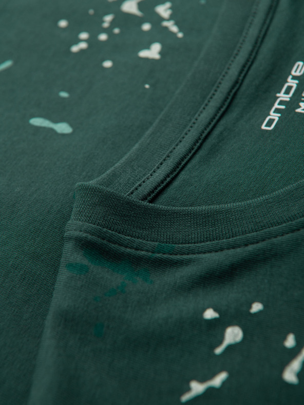 Ombre Clothing Pánske tričko s potlačou a okrúhlym výstrihom - zelené