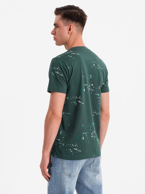 Ombre Clothing Pánske tričko s potlačou a okrúhlym výstrihom - zelené
