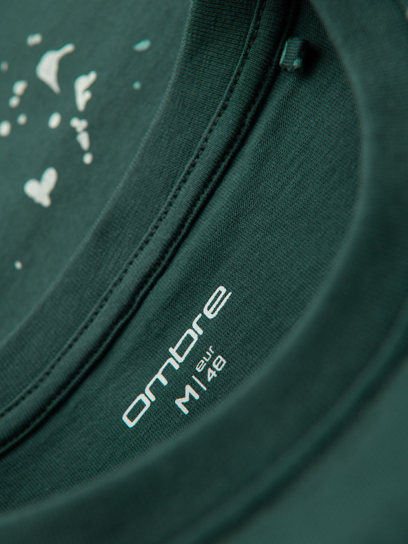 Ombre Clothing Pánske tričko s potlačou a okrúhlym výstrihom - zelené