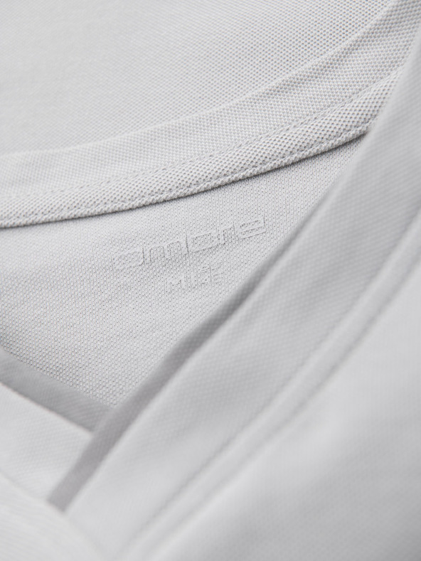Ombre Clothing Pánske tričko s kontrastnými vsadkami a výstrihom do V - svetlo sivé