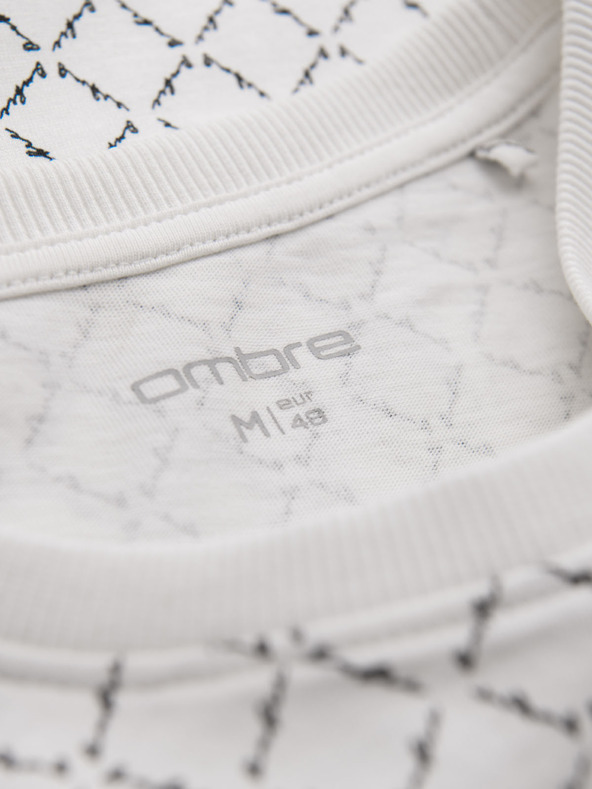 Ombre Clothing Pánske pletené tričko s celoplošnou potlačou - biele