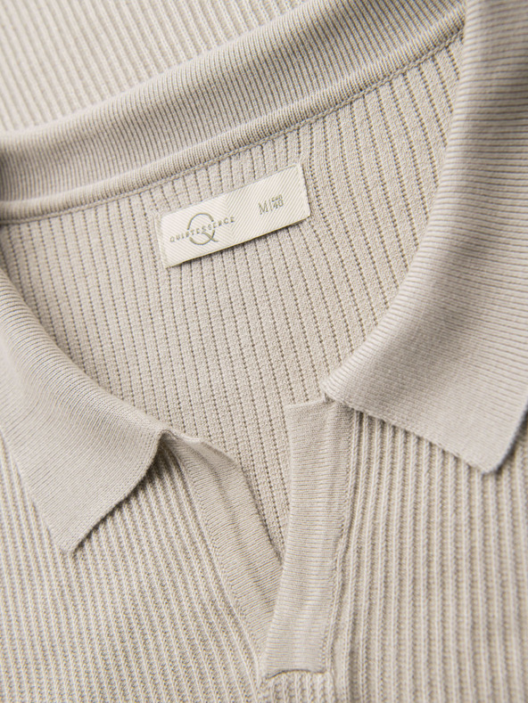 Ombre Clothing Pánska polokošeľa bez gombíkov s otvoreným golierom - svetlo sivá
