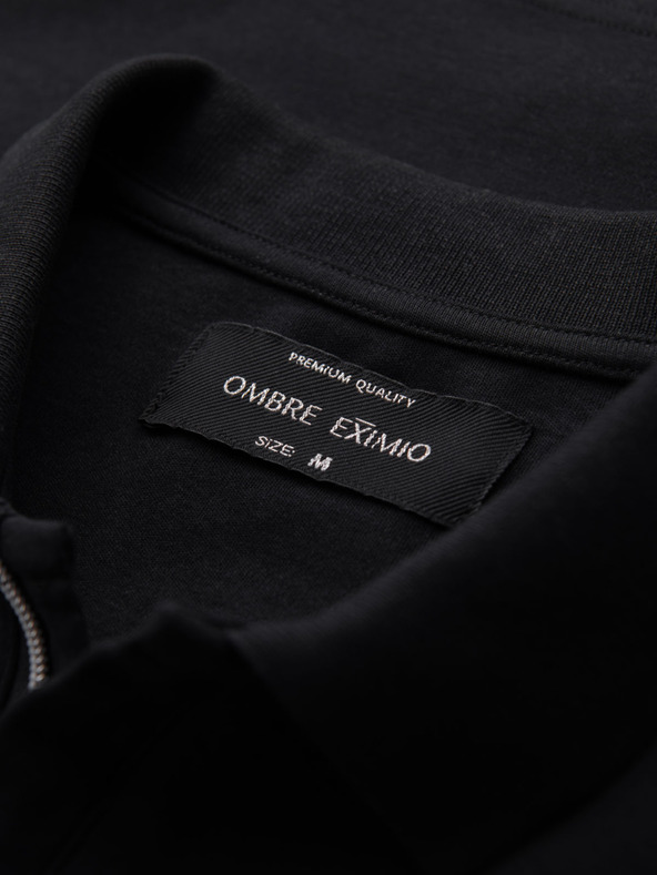 Ombre Clothing Pánska polokošeľa so zipsom - čierna