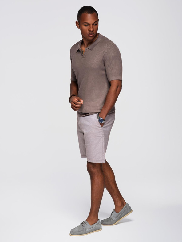 Ombre Clothing Pánska polokošeľa bez gombíkov s otvoreným golierom - popolavá