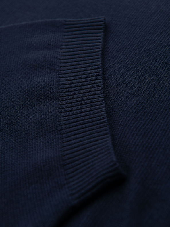 Ombre Clothing Pánska klasická pletená žebrovaná košeľa - tmavo modrá
