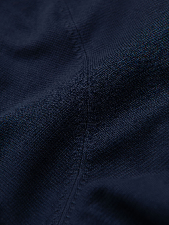 Ombre Clothing Pánska klasická pletená žebrovaná košeľa - tmavo modrá