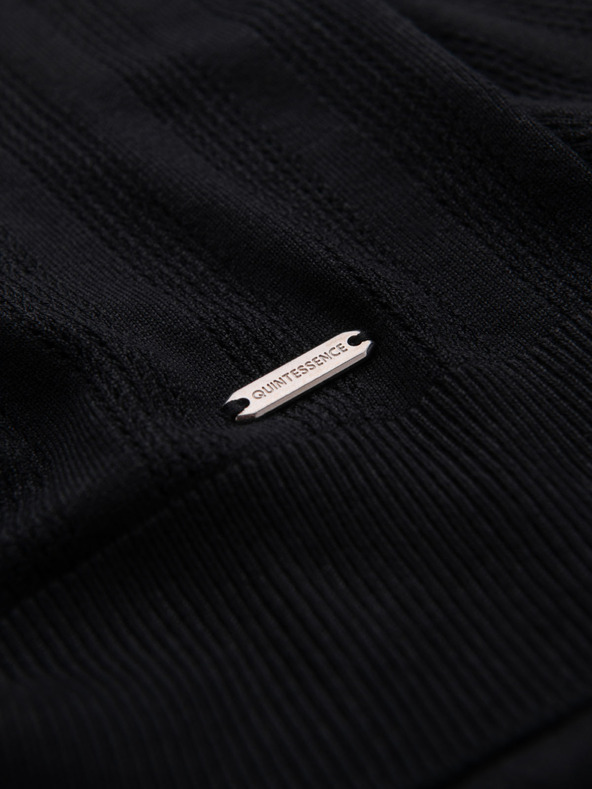 Ombre Clothing Pánsky sveter s okrúhlym výstrihom a krátkymi rukávmi - čierny
