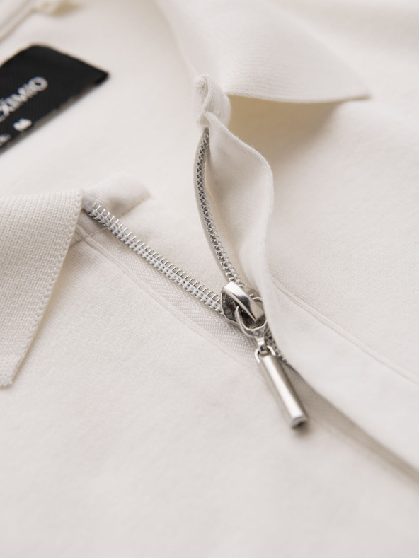 Ombre Clothing Pánska polokošeľa so zipsom - biela