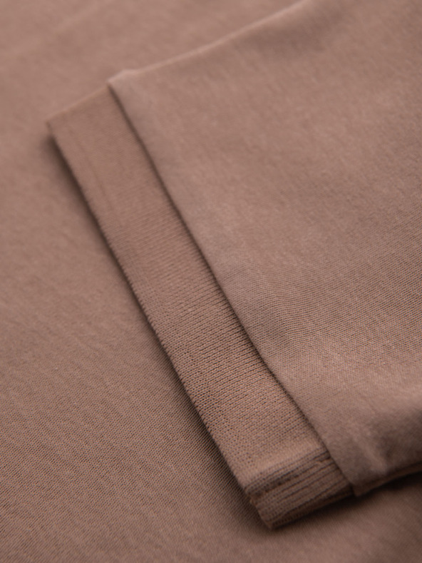Ombre Clothing Pánska polokošeľa so zipsom - svetlo hnedá