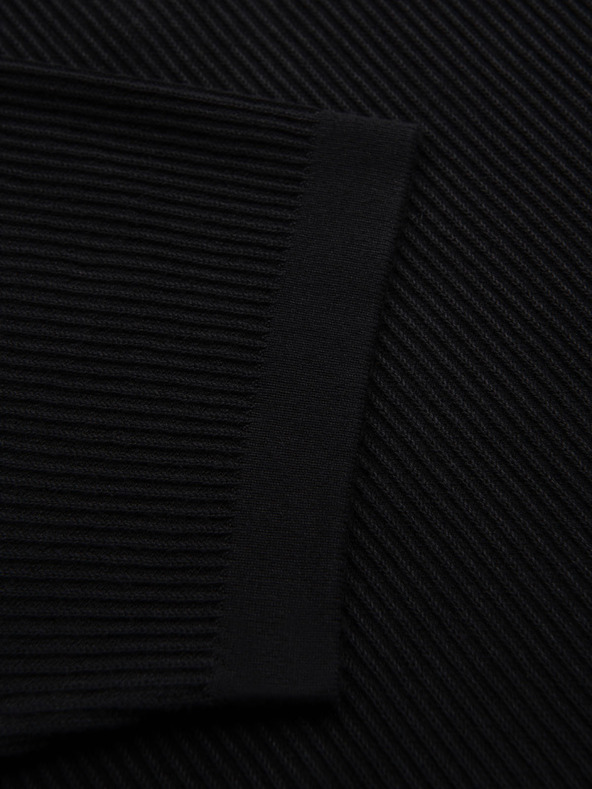Ombre Clothing Pánska polokošeľa s otvoreným golierom bez gombíkov - čierna