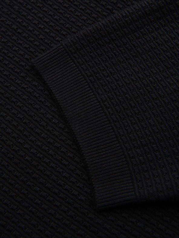 Ombre Clothing Pánska pletená polokošeľa bez gombíkov - čierna