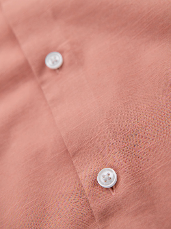Ombre Clothing Pánska plátená košeľa so stojačikom a vreckom REGULAR FIT - ružová