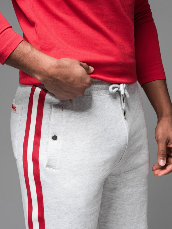 Ombre Clothing Pánske teplákovové šortky s lemovaním a rebrovaným pásom - šedý melír