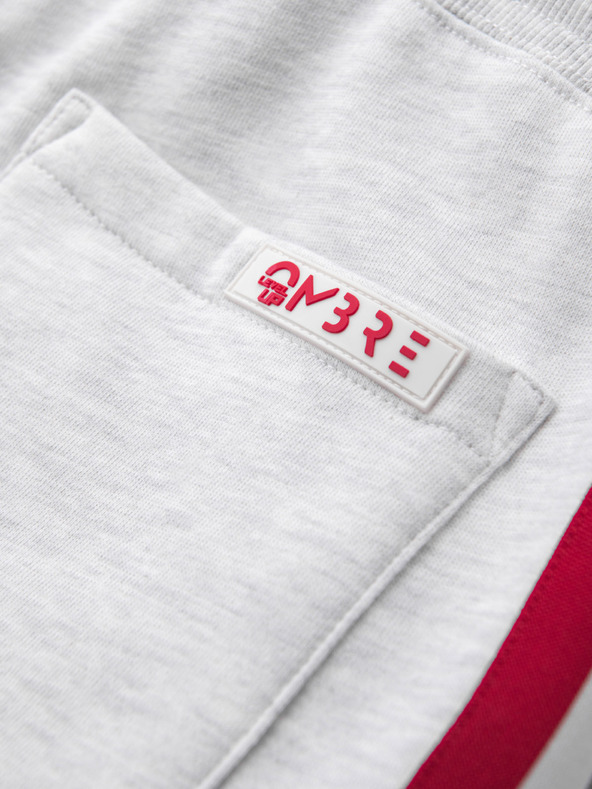 Ombre Clothing Pánske teplákovové šortky s lemovaním a rebrovaným pásom - šedý melír