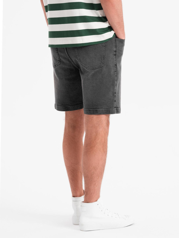 Ombre Clothing Pánske šortky s elastickým pásom a praným efektom - šedé