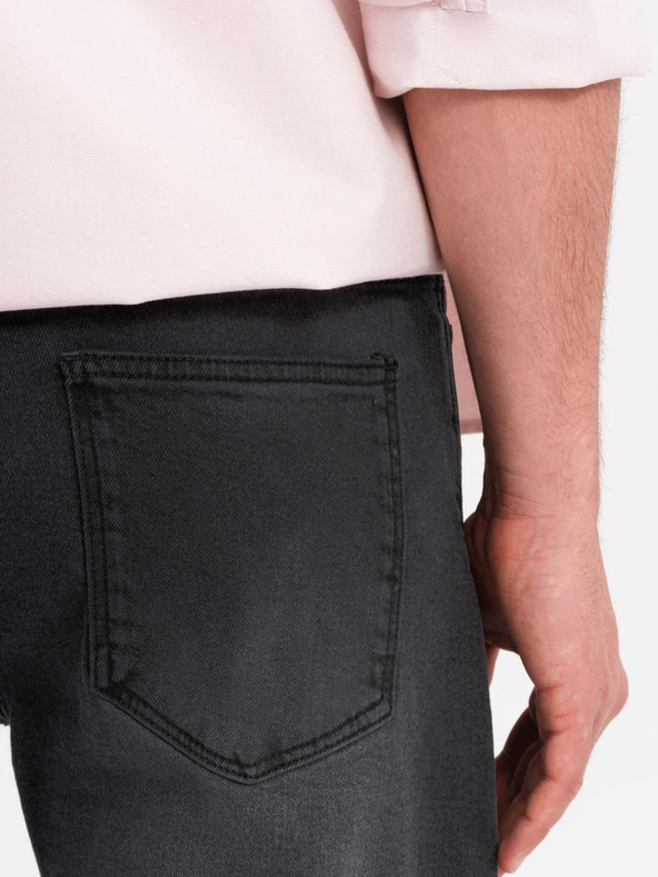 Ombre Clothing Pánske džínsové šortky klasického strihu - čierne