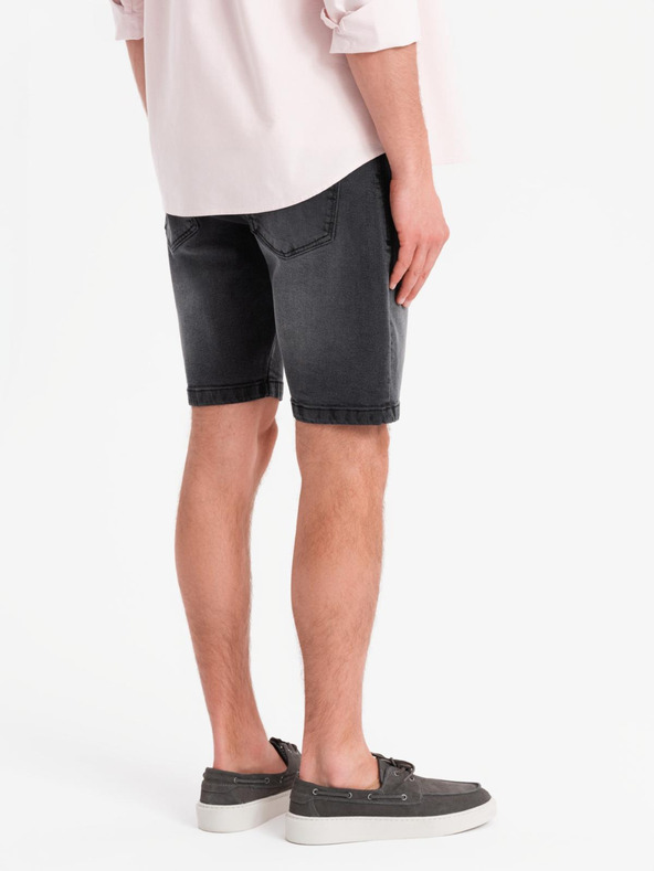 Ombre Clothing Pánske džínsové šortky klasického strihu - čierne