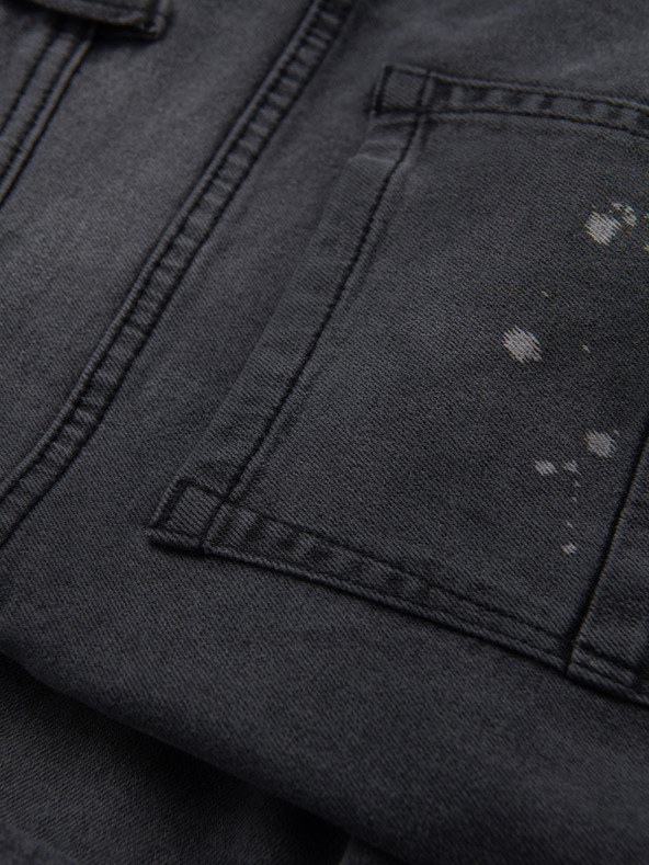 Ombre Clothing Pánske krátke džínsové šortky s roztrhaním a ohrnutým lemom - šedé