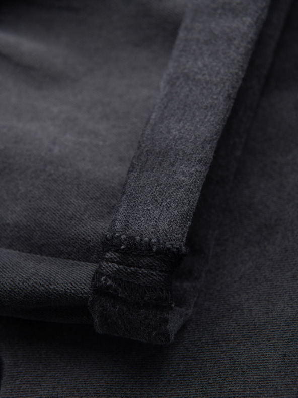 Ombre Clothing Pánske krátke džínsové šortky s roztrhaním a ohrnutým lemom - šedé