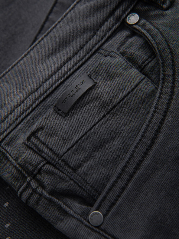 Ombre Clothing Pánske krátke džínsové šortky s roztrhaním a ohrnutým lemom - šedé