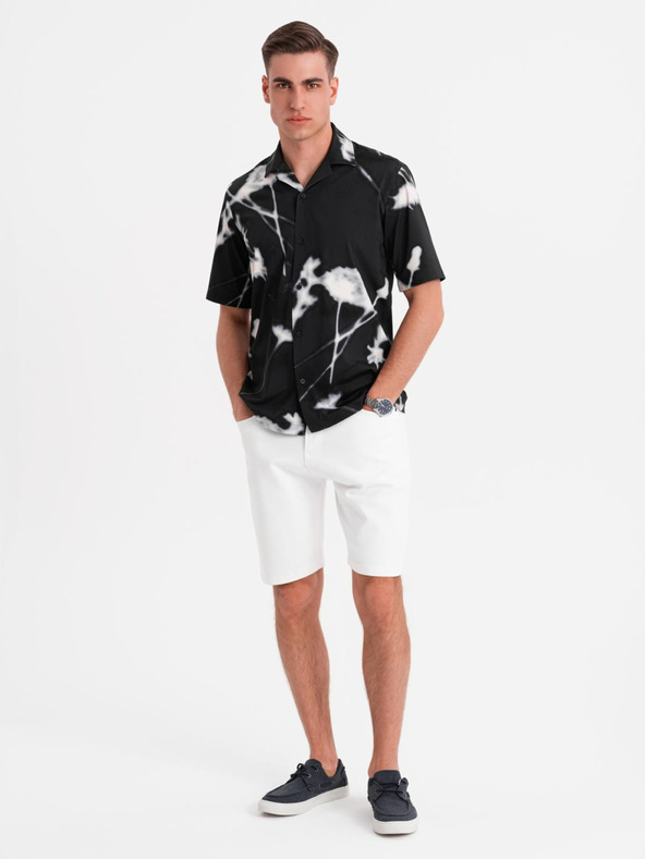 Ombre Clothing Pánske džínsové šortky klasického strihu - biele