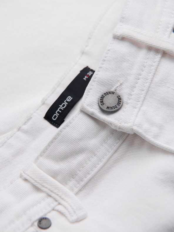 Ombre Clothing Pánske džínsové šortky klasického strihu - biele