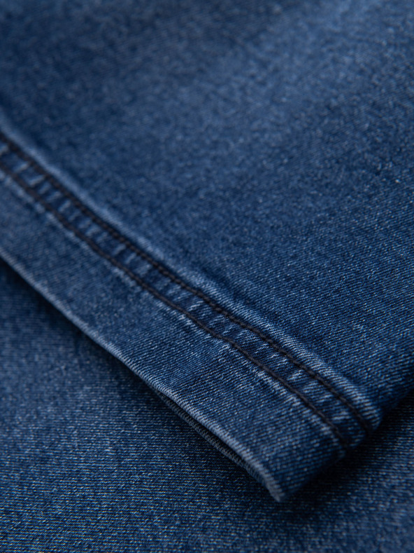 Ombre Clothing Pánske šortky s elastickým pásom a praným efektom - modré
