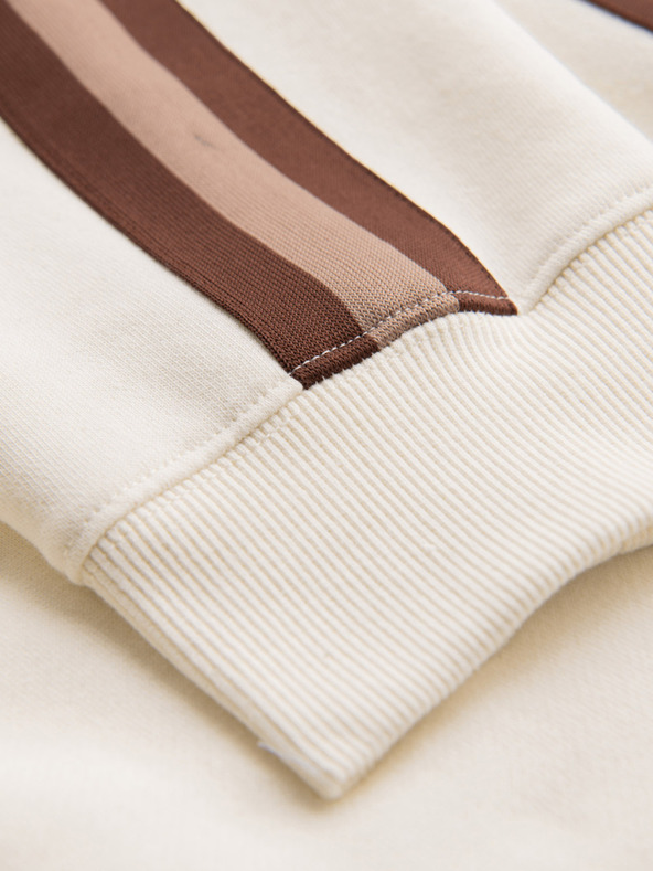 Ombre Clothing Pánske tepláky s lemovaním a rebrovanými lemami nohavíc - krémové