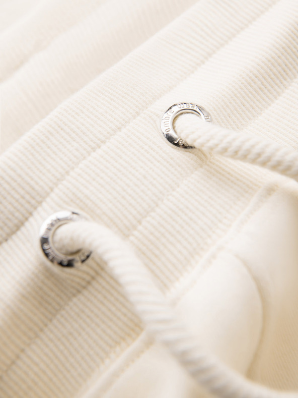 Ombre Clothing Pánske tepláky s lemovaním a rebrovanými lemami nohavíc - krémové