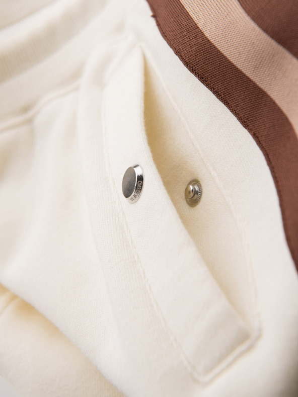 Ombre Clothing Pánske tepláky s lemovaním a rebrovanými lemami nohavíc - krémové