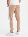 Ombre Clothing Pánske tepláky joggers s kontrastnými pruhmi - béžové