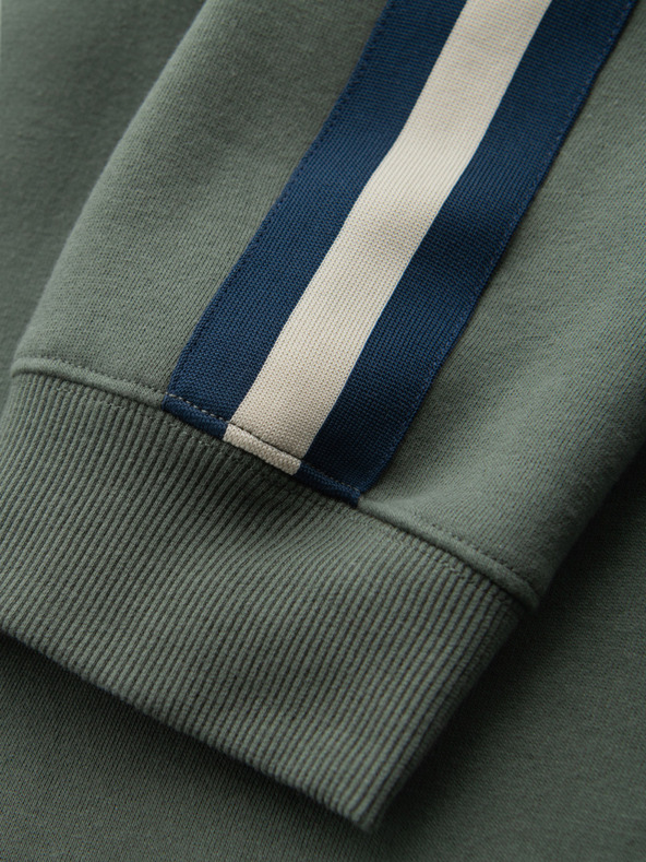 Ombre Clothing Pánske tepláky s lemovaním a rebrovanými nohavicami - olivové