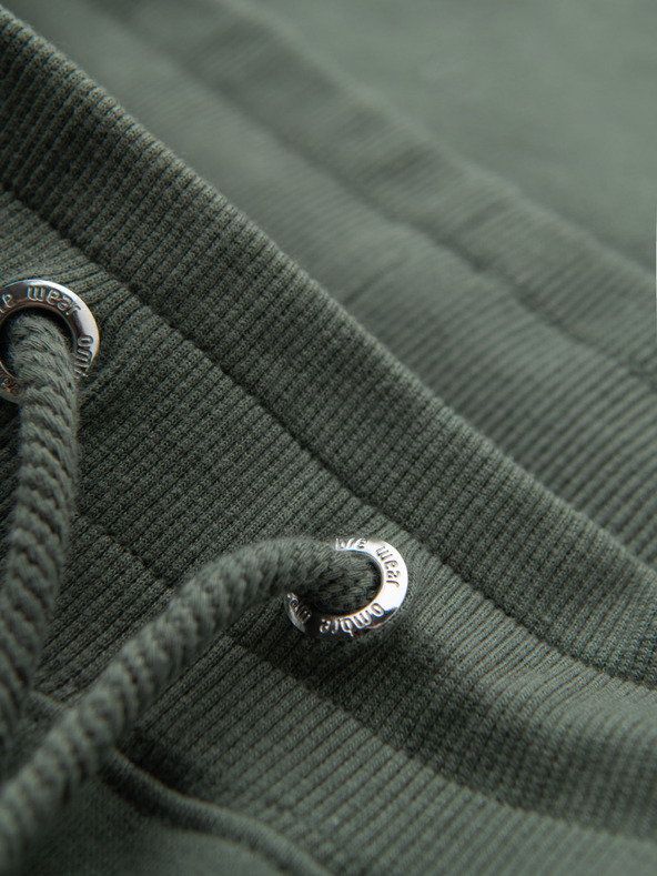 Ombre Clothing Pánske tepláky s lemovaním a rebrovanými nohavicami - olivové