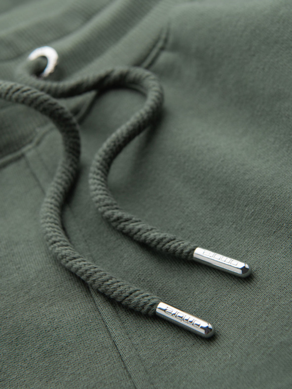 Ombre Clothing Pánske tepláky s lemovaním a rebrovanými nohavicami - olivové