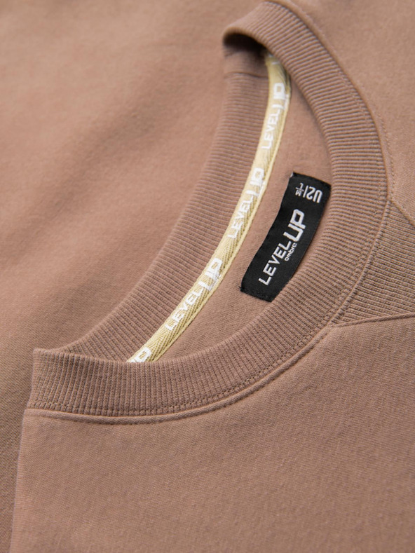 Ombre Clothing Klasická unisex mikina s okrúhlym výstrihom - hnedá