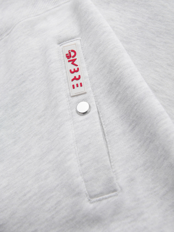 Ombre Clothing Pánska mikina s vysokým golierom a pruhmi - sivý melír