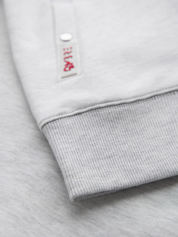Ombre Clothing Pánska mikina s vysokým golierom a pruhmi - sivý melír