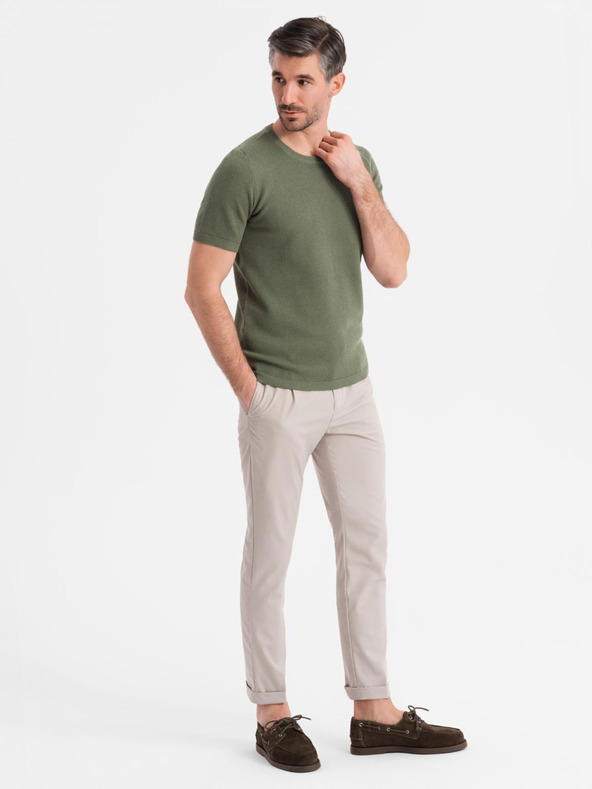 Ombre Clothing Khaki bavlnené tričko s jemnou textúrou