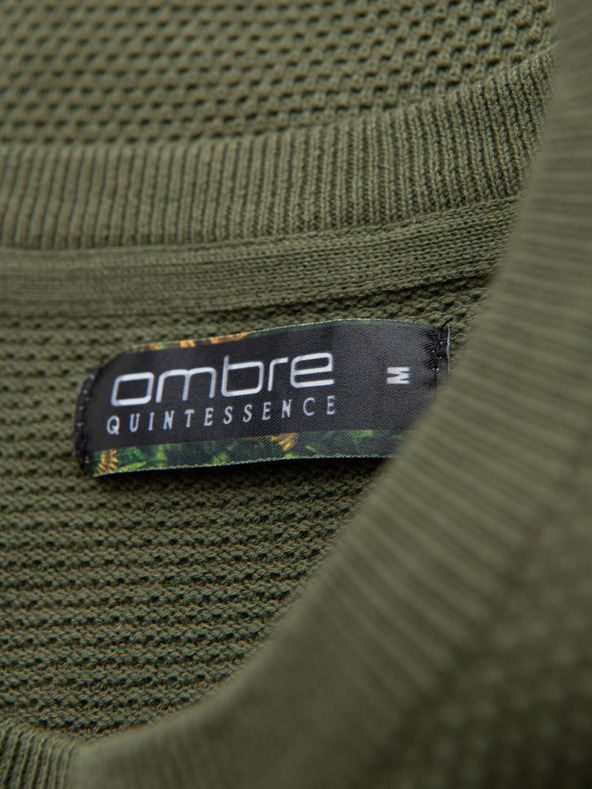 Ombre Clothing Khaki bavlnené tričko s jemnou textúrou