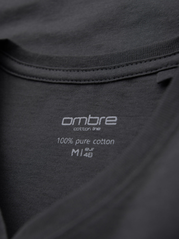 Ombre Clothing Pánske klasické bavlnené tričko BASIC s výstrihom do V - grafitová