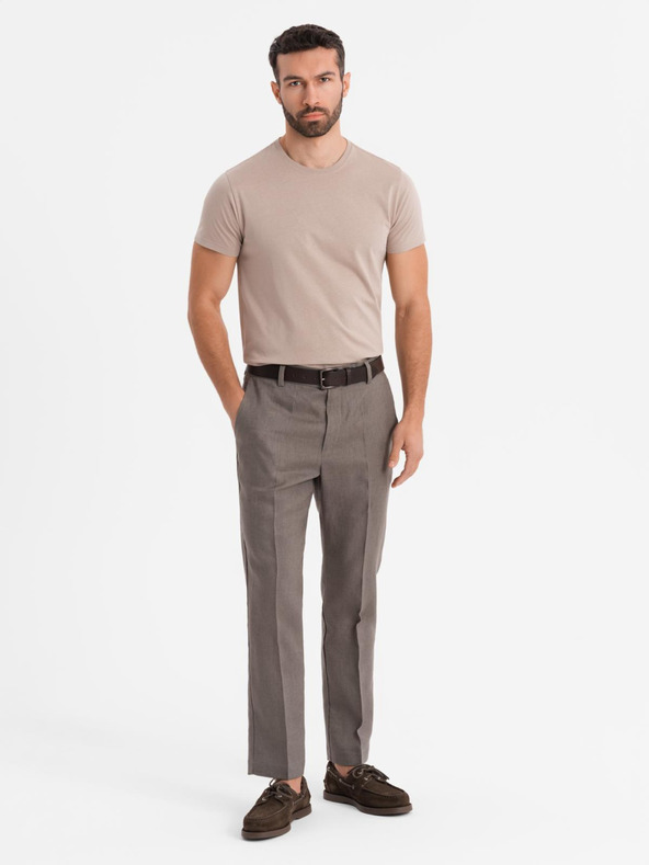 Ombre Clothing Pánske klasické bavlnené tričko BASIC - piesková