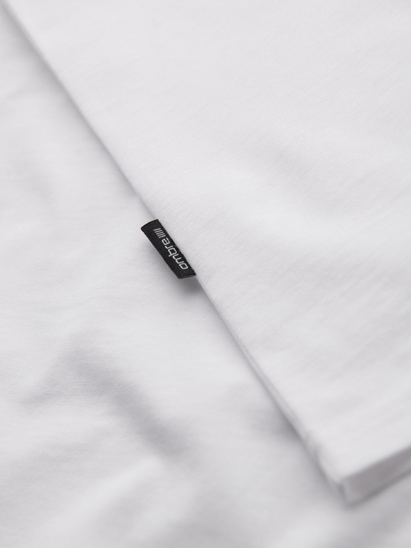 Ombre Clothing Pánske klasické bavlnené tričko BASIC s výstrihom - biele