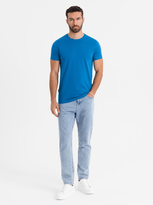 Ombre Clothing Pánske klasické bavlnené tričko BASIC - piesková