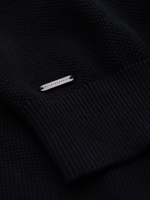Ombre Clothing Pánske bavlnené polo tričko zo štruktúrovaného úpletu - čierne