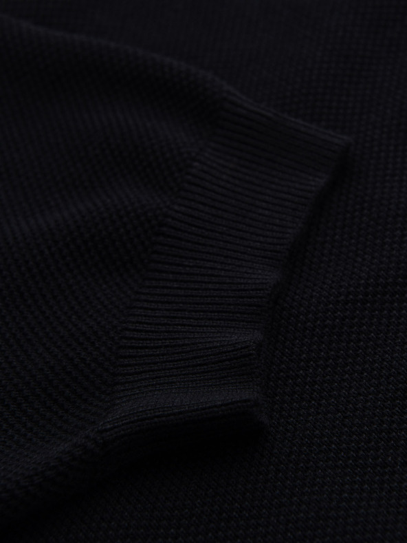 Ombre Clothing Pánske bavlnené polo tričko zo štruktúrovaného úpletu - čierne