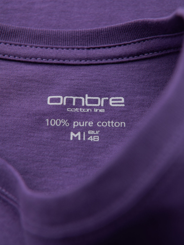 Ombre Clothing Pánske klasické bavlnené tričko BASIC - fialové