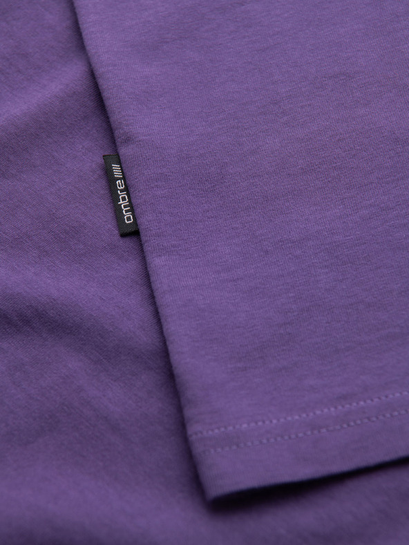 Ombre Clothing Pánske klasické bavlnené tričko BASIC - fialové