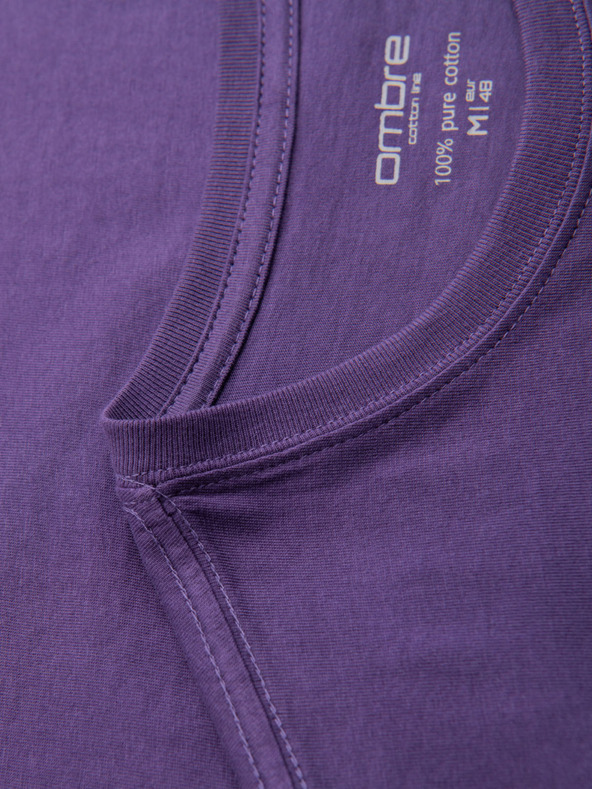 Ombre Clothing Pánske klasické bavlnené tričko BASIC - fialové