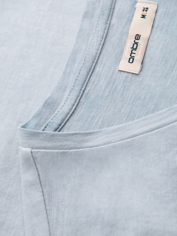 Ombre Clothing Pánske bavlnené tričko so výstrihom do V a praným efektom - šedé